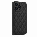 For iPhone 14 Plus Rhombic Texture Phone Case with Dual Lanyard(Black)