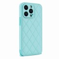 For iPhone 14 Plus Rhombic Texture Phone Case with Dual Lanyard(Green)