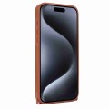 For iPhone 15 Plus Rhombic Texture Phone Case with Dual Lanyard(Brown)