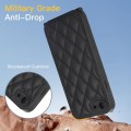 For iPhone SE 2022 / SE 2020 Rhombic Texture Phone Case with Dual Lanyard(Black)