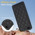 For iPhone 8 Plus / 7 Plus Rhombic Texture Phone Case with Dual Lanyard(Black)