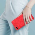 For iPhone 8 Plus / 7 Plus Rhombic Texture Phone Case with Dual Lanyard(Red)