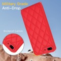 For iPhone 8 Plus / 7 Plus Rhombic Texture Phone Case with Dual Lanyard(Red)