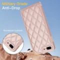 For iPhone 8 Plus / 7 Plus Rhombic Texture Phone Case with Dual Lanyard(Rose Gold)
