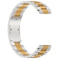 For Huawei Watch GT4 / GT3 / GT2 / GT 46mm Three Strains HW Buckle Metal Watch Band(Silver Gold)