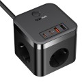 Baseus 30W 3xAC + 2xUSB + 2xType-C PowerCombo Cube Power Strip with 1.5 Power Cord, EU Plug(Black)