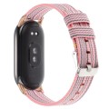 For Xiaomi Mi Band 8 Nylon Canvas Watch Band(Pink Stripe)