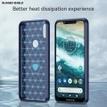 For Motorola Moto One Brushed Texture Carbon Fiber TPU Phone Case(Blue)