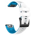 For Garmin Fenix 7X Twill Two Color Quick Release Silicone Watch Band(White Blue)