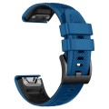 For Garmin Fenix 7X Twill Two Color Quick Release Silicone Watch Band(Royal Blue Black)