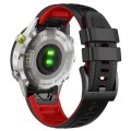 For Garmin Fenix 7X Twill Two Color Quick Release Silicone Watch Band(Black Red)