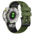 For Garmin Fenix 7 Twill Two Color Quick Release Silicone Watch Band(Army Green Black)