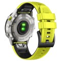 For Garmin Fenix 7 Twill Two Color Quick Release Silicone Watch Band(Lime Black)