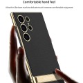 For Samsung Galaxy S24 Ultra 5G GKK Triumph Ultra-Thin Plain Leather Phone Case with Holder(Silver)