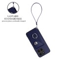 For Honor X6a Global Organ Card Bag Ring Holder PU Phone Case with Lanyard(Blue)