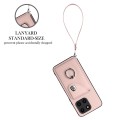 For Honor X6a Global Organ Card Bag Ring Holder PU Phone Case with Lanyard(Pink)
