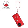 For Honor X6a Global Organ Card Bag Ring Holder PU Phone Case with Lanyard(Red)
