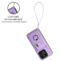 For Honor X8a Organ Card Bag Ring Holder PU Phone Case with Lanyard(Purple)