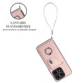 For Honor X8a Organ Card Bag Ring Holder PU Phone Case with Lanyard(Pink)