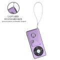 For Honor X9b / Magic6 Lite Organ Card Bag Ring Holder PU Phone Case with Lanyard(Purple)