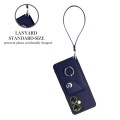 For OnePlus Nord CE 3 Lite Organ Card Bag Ring Holder PU Phone Case with Lanyard(Blue)