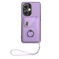 For OnePlus Nord CE 3 Lite Organ Card Bag Ring Holder PU Phone Case with Lanyard(Purple)