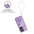 For OnePlus Nord CE 3 Lite Organ Card Bag Ring Holder PU Phone Case with Lanyard(Purple)