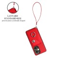 For OnePlus Nord CE 3 Lite Organ Card Bag Ring Holder PU Phone Case with Lanyard(Red)
