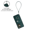 For OnePlus Nord CE 3 Lite Organ Card Bag Ring Holder PU Phone Case with Lanyard(Green)