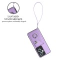 For OPPO A79 5G Global Organ Card Bag Ring Holder PU Phone Case with Lanyard(Purple)