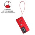 For OPPO A79 5G Global Organ Card Bag Ring Holder PU Phone Case with Lanyard(Red)