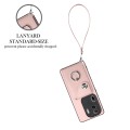 For OPPO Reno11 Pro Global Organ Card Bag Ring Holder PU Phone Case with Lanyard(Pink)