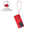 For OPPO Reno11 Pro Global Organ Card Bag Ring Holder PU Phone Case with Lanyard(Red)