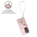 For OPPO Reno11 Global Organ Card Bag Ring Holder PU Phone Case with Lanyard(Pink)