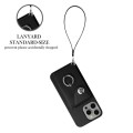 For iPhone 15 Pro Max Organ Card Bag Ring Holder PU Phone Case with Lanyard(Black)