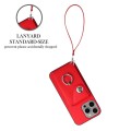 For iPhone 15 Pro Organ Card Bag Ring Holder PU Phone Case with Lanyard(Red)