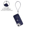 For iPhone 14 Organ Card Bag Ring Holder PU Phone Case with Lanyard(Blue)