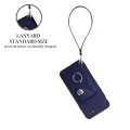 For iPhone SE 2022/SE 2020/6/7/8 Organ Card Bag Ring Holder PU Phone Case with Lanyard(Blue)