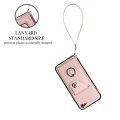 For iPhone SE 2022/SE 2020/6/7/8 Organ Card Bag Ring Holder PU Phone Case with Lanyard(Pink)