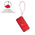 For iPhone SE 2022/SE 2020/6/7/8 Organ Card Bag Ring Holder PU Phone Case with Lanyard(Red)