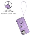 For iPhone 12 Organ Card Bag Ring Holder PU Phone Case with Lanyard(Purple)