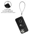 For iPhone 12 Pro Max Organ Card Bag Ring Holder PU Phone Case with Lanyard(Black)