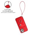 For iPhone 12 mini Organ Card Bag Ring Holder PU Phone Case with Lanyard(Red)