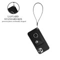 For iPhone 11 Pro Max Organ Card Bag Ring Holder PU Phone Case with Lanyard(Black)