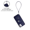 For iPhone 11 Organ Card Bag Ring Holder PU Phone Case with Lanyard(Blue)