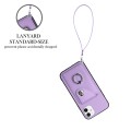 For iPhone 11 Organ Card Bag Ring Holder PU Phone Case with Lanyard(Purple)