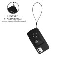For iPhone 11 Organ Card Bag Ring Holder PU Phone Case with Lanyard(Black)