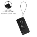 For iPhone XS Max Organ Card Bag Ring Holder PU Phone Case with Lanyard(Black)