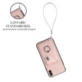 For iPhone XS Max Organ Card Bag Ring Holder PU Phone Case with Lanyard(Pink)