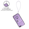 For iPhone 8 Plus / 7 Plus Organ Card Bag Ring Holder PU Phone Case with Lanyard(Purple)